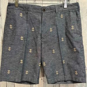 Mens NWOT deep chambray shorts with white anchors